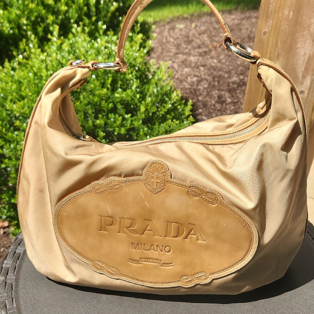 Prada Tessuto Nylon & Leather Hobo Bag EUC